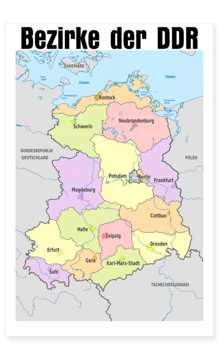 Bezirke der DDR Wandposter - Weiß