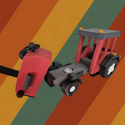 Räuchermann Traktor DDR LPG aus Buchenholz handgefertigt