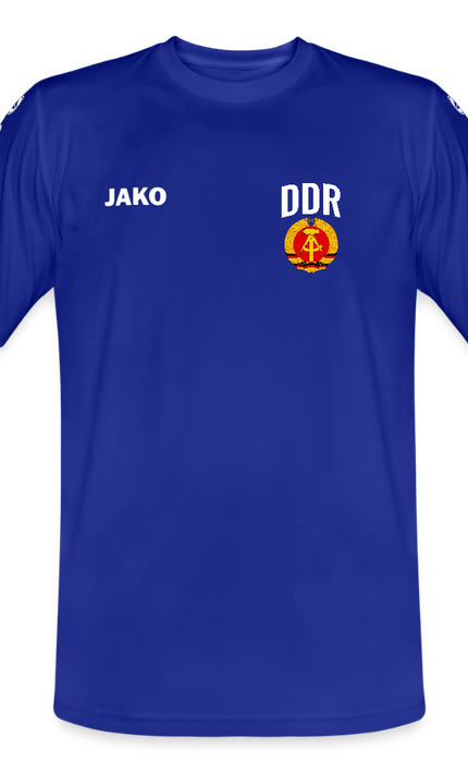 DDR Trikot royalblau mit Staatswappen JAKO Retro Funktionsshirt