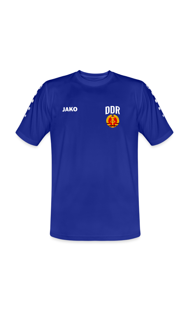DDR Trikot royalblau mit Staatswappen JAKO Retro Funktionsshirt