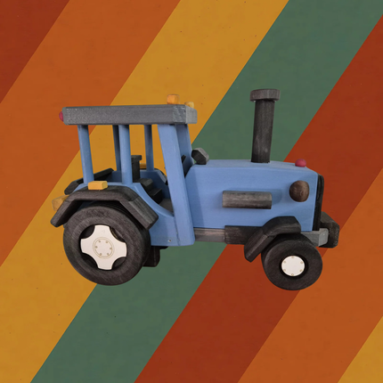 Räuchermann Traktor DDR LPG aus Buchenholz handgefertigt