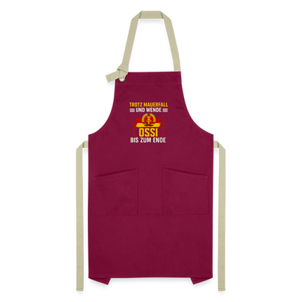 Kontrastschürze - Burgunderrot / Sandfarben