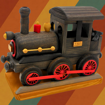 XXL Räucherlokomotive aus Holz mit echter Kohle
