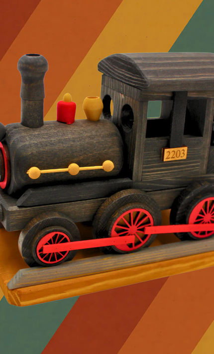 XXL Räucherlokomotive aus Holz mit echter Kohle