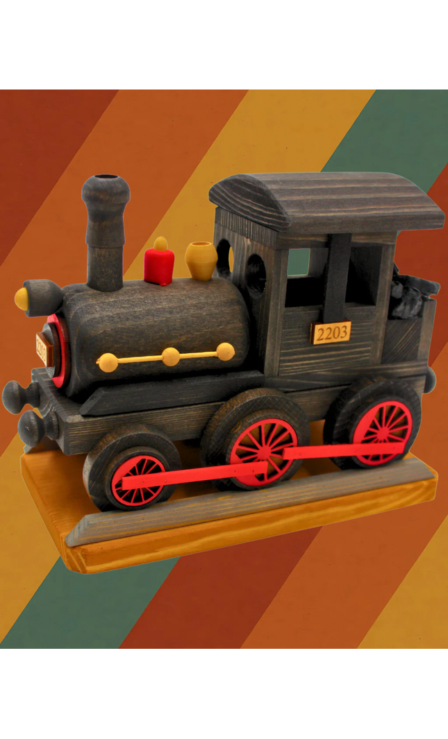 XXL Räucherlokomotive aus Holz mit echter Kohle