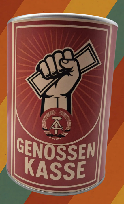 Genossenkasse Spardose im DDR Design aus Metall