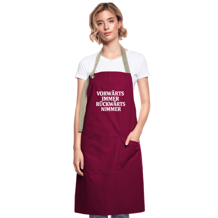 Kontrastschürze - Burgunderrot / Sandfarben