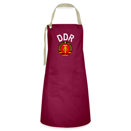 Kontrastschürze - Burgunderrot / Sandfarben