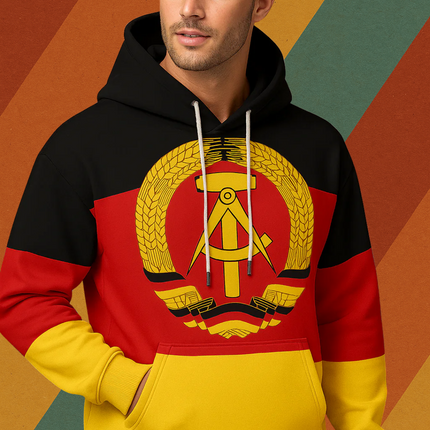 DDR Hoodie komplett Flaggen Design All-Over Print Kapuzenpullover