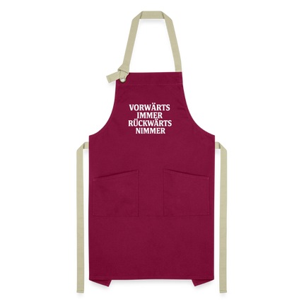 Kontrastschürze - Burgunderrot / Sandfarben