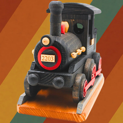 XXL Räucherlokomotive aus Holz mit echter Kohle