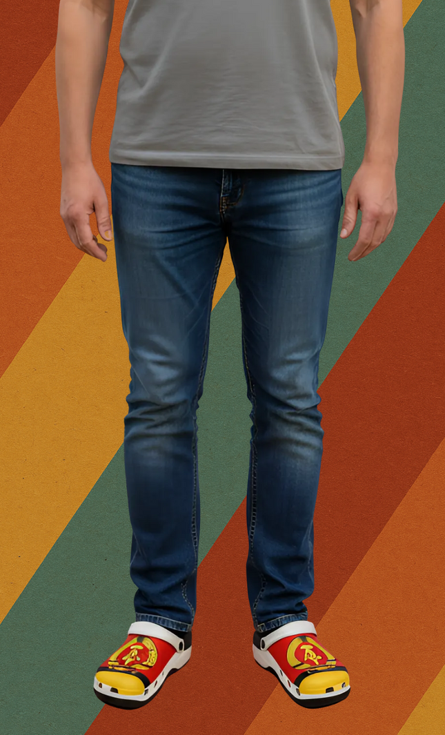 Rutschfeste Gartenschuhe DDR Design mit Fersenriemen