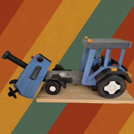 Räuchermann Traktor DDR LPG aus Buchenholz handgefertigt