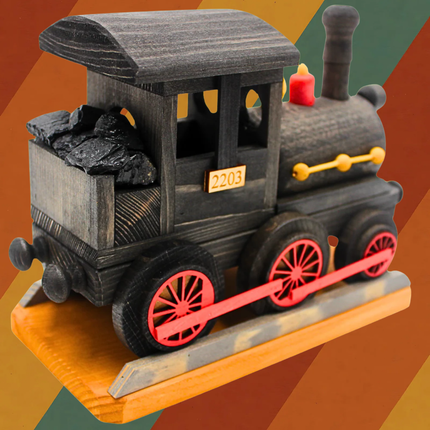 XXL Räucherlokomotive aus Holz mit echter Kohle