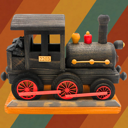 XXL Räucherlokomotive aus Holz mit echter Kohle
