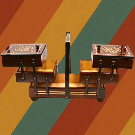 Omas Nähkästchen - Echt Eiche, 7 Fächer & für die Ewigkeit