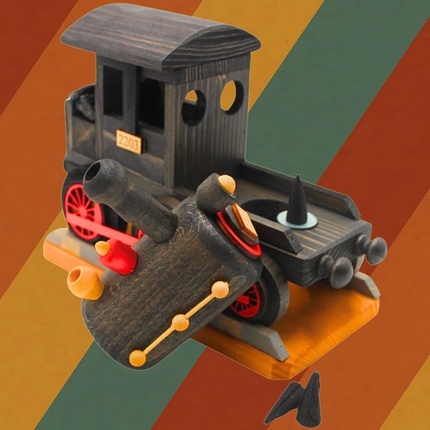 XXL Räucherlokomotive aus Holz mit echter Kohle